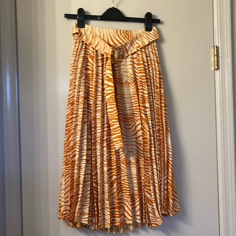 Topshop Orange Zebra belted skirt